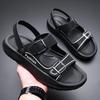 Fashion Summer New Buckle Designer Leather Sandals for Men  Solid Color Fashion Casual  Beach Shoes Male Anti-slip  Slipper Shoes Man