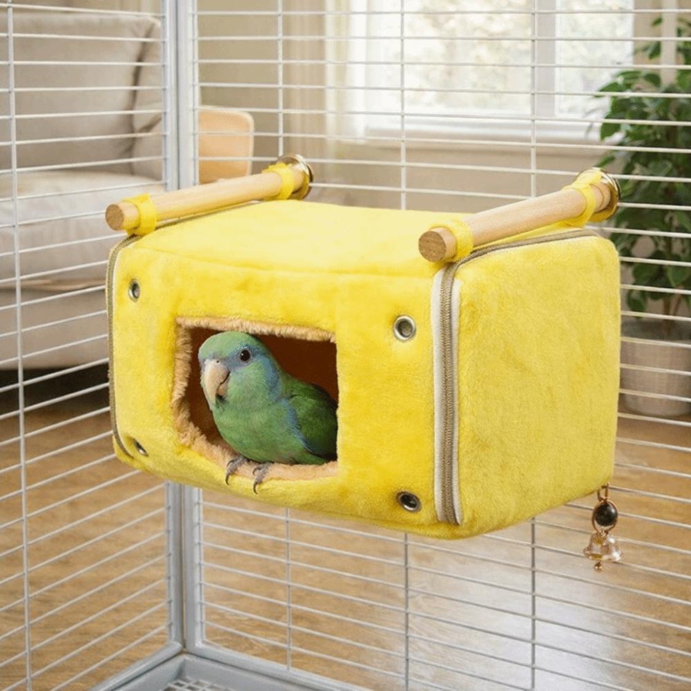 Weiches Vogel-Hänge-Nest Plüsch Warm Papageien-Sitzstange Haus Platzsparend Vogelkäfig Sitzstange Hütte Vogelkäfig