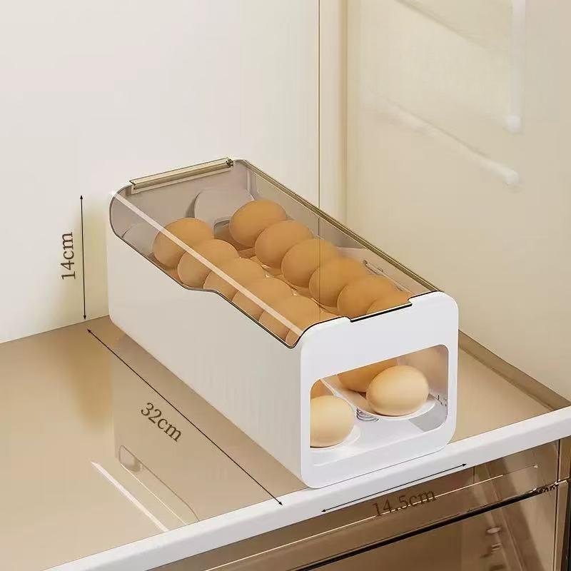 

New Automatic Egg Rolling Dispenser Clear Egg Container 2 Tiers Kitchen Organizers And Storage Space-Saving Refrigerator