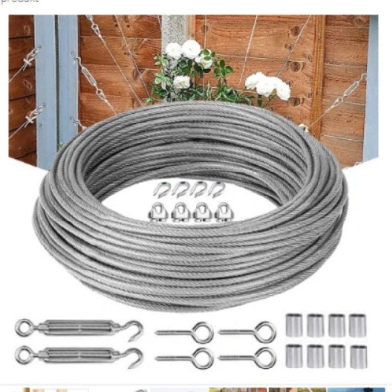 1 Set 15-20M Multifunctional Wire Rope Kit Stainless Steel Cable Tent Cord Hanging Clothesline Outdoor Cable Guardrail Ropes