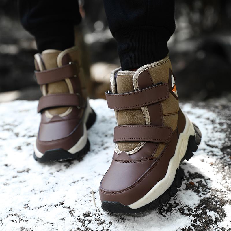 Children Warm Snow Boots Kids Winter Cotton Shoes Non-slip Snow Outdoor Warm Plush Boots High Top Warm Furry Footwear Waterproof Warm Sneakers