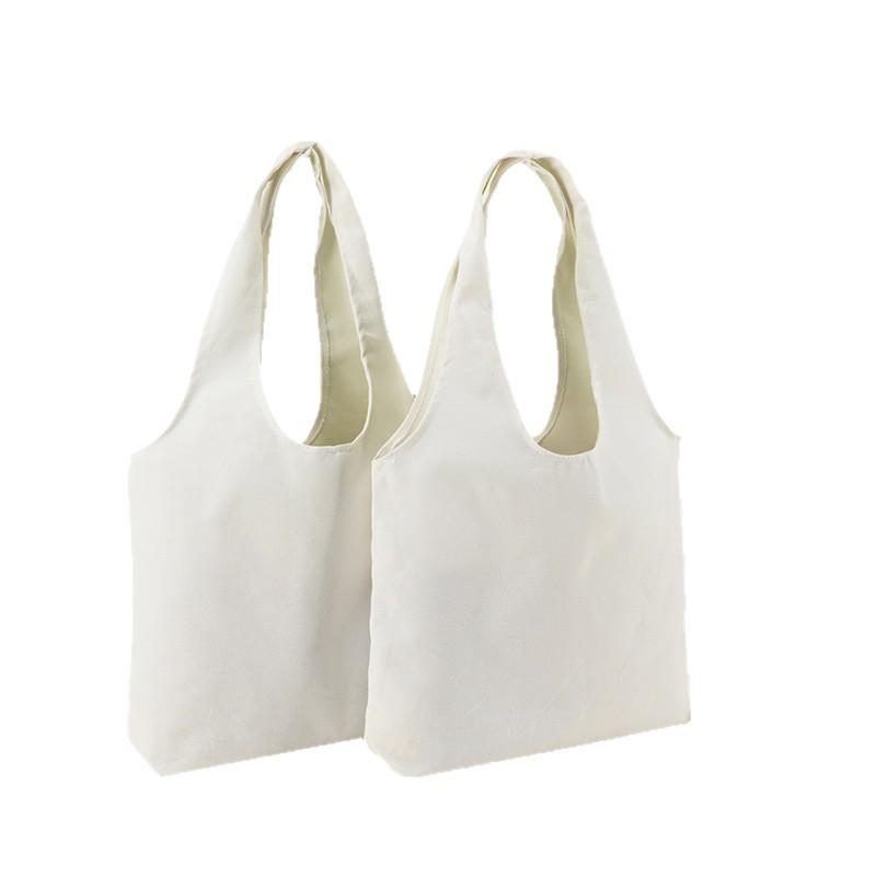 Zuiver Wit Canvas Tote Bag met Logo Bedrukking – Grote Capaciteit, Enkel Schouderontwerp