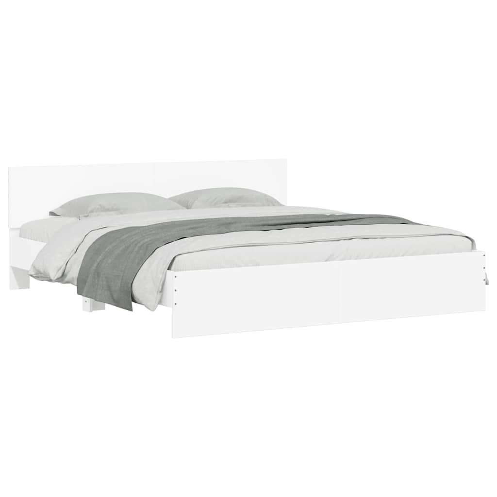 Bed Frame with Headboard White 180x200 cm