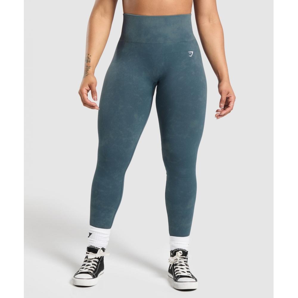 

GYMSHARK Gains Seamless Leggings Titanium Blue B9A1Z UCMQ