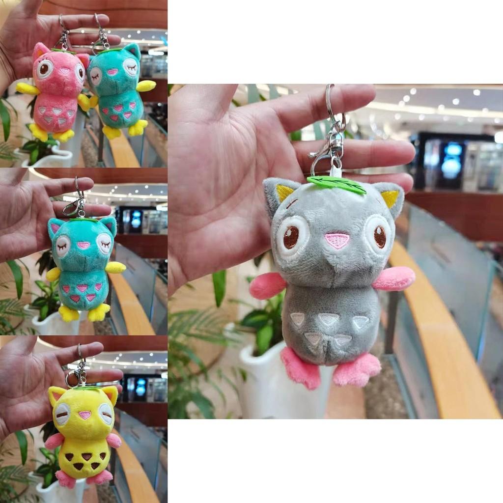 Colorful Cat Owl Plush Keychain Adorable Stuffed Toy For Bags And Cars