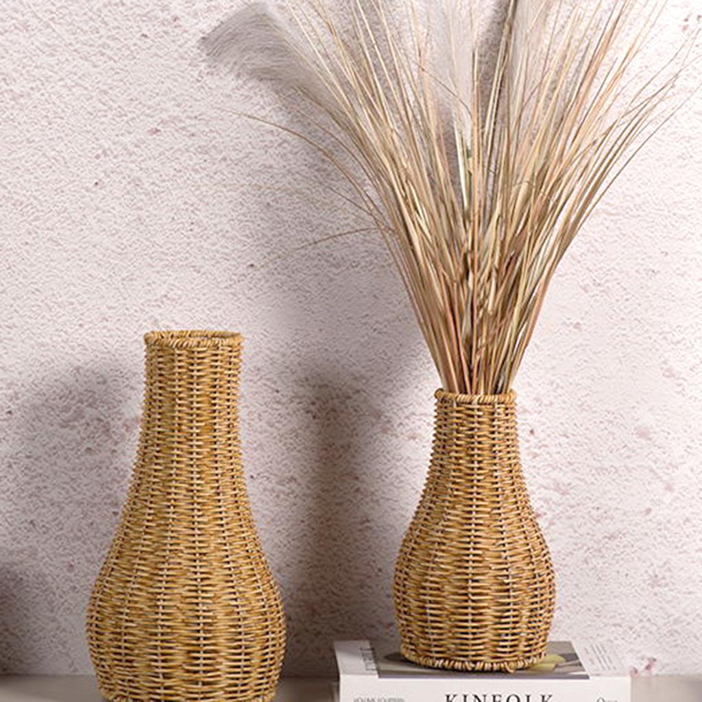 Imitation Rottingvävning Vas Naturligt Utseende Dekorativ Vas för Vardagsrum & Bröllopsarrangemang