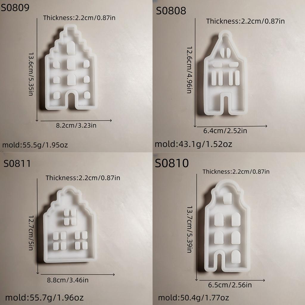 4 Pack Crafting Molds Unique House Shape Candle Molds Silicone Soap Molds Resin Art Moulds Silicone Texture for Ornament