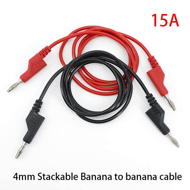 0.5m 1m Dual 4mm Banana Plug to banana Plug Stackable Multimeter Test Leads Multimeter Cables Electrical Red/Black 1000V 10A 15A