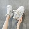 9cm thick-soled inner height-increasing little white shoes women's leather mesh breathable casual sports board shoes women's national style little