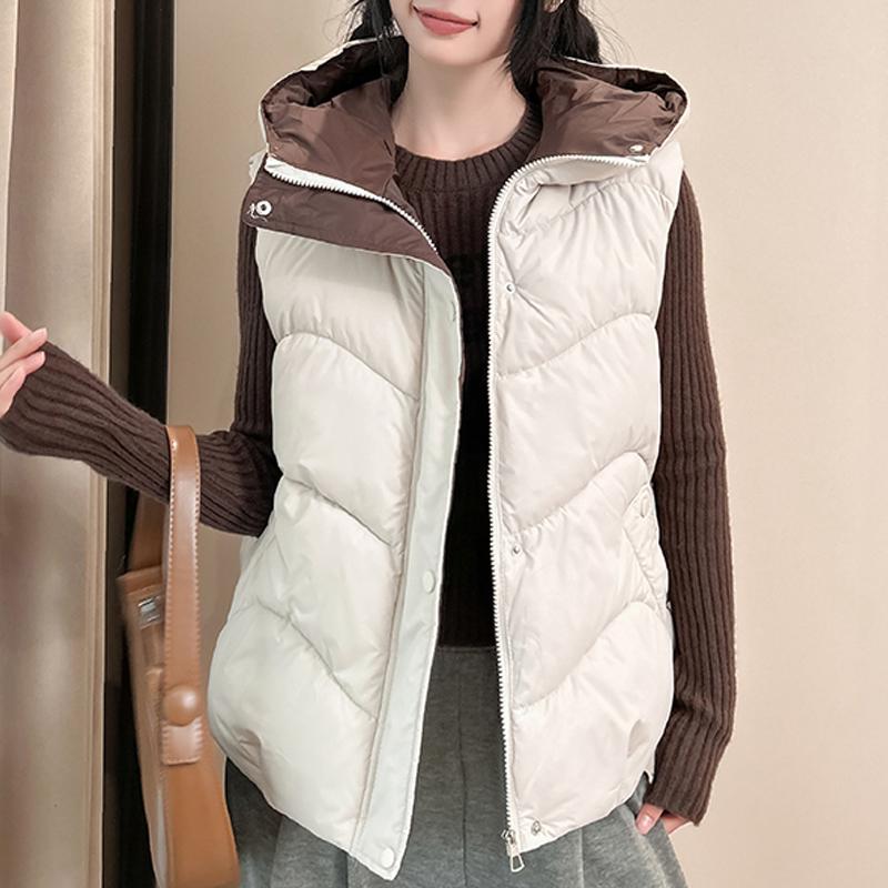 Fashion Winter Sleeveless Vest Woman Warm Outerwears Hooded Casual Thick Women's Jackets