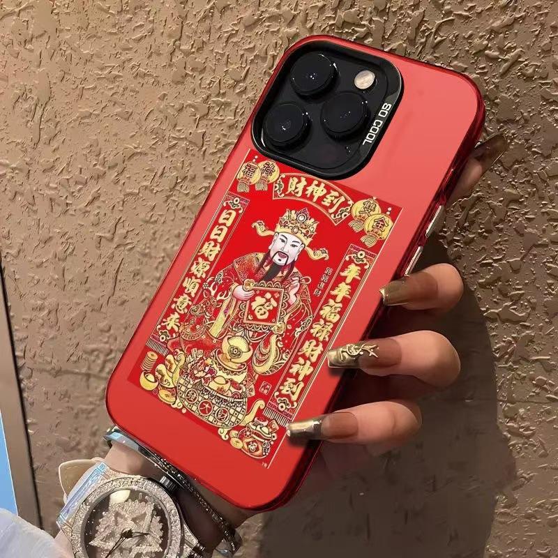 God of Wealth to apply Apple 16Pro new mobile phone case iPhone15plus Fa Cai 14Pro New Year 17 Guochao