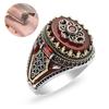 Finger Ring Exquisite Accessory Red Stone Retro Two-tone Ring Men Banquet Jewelry