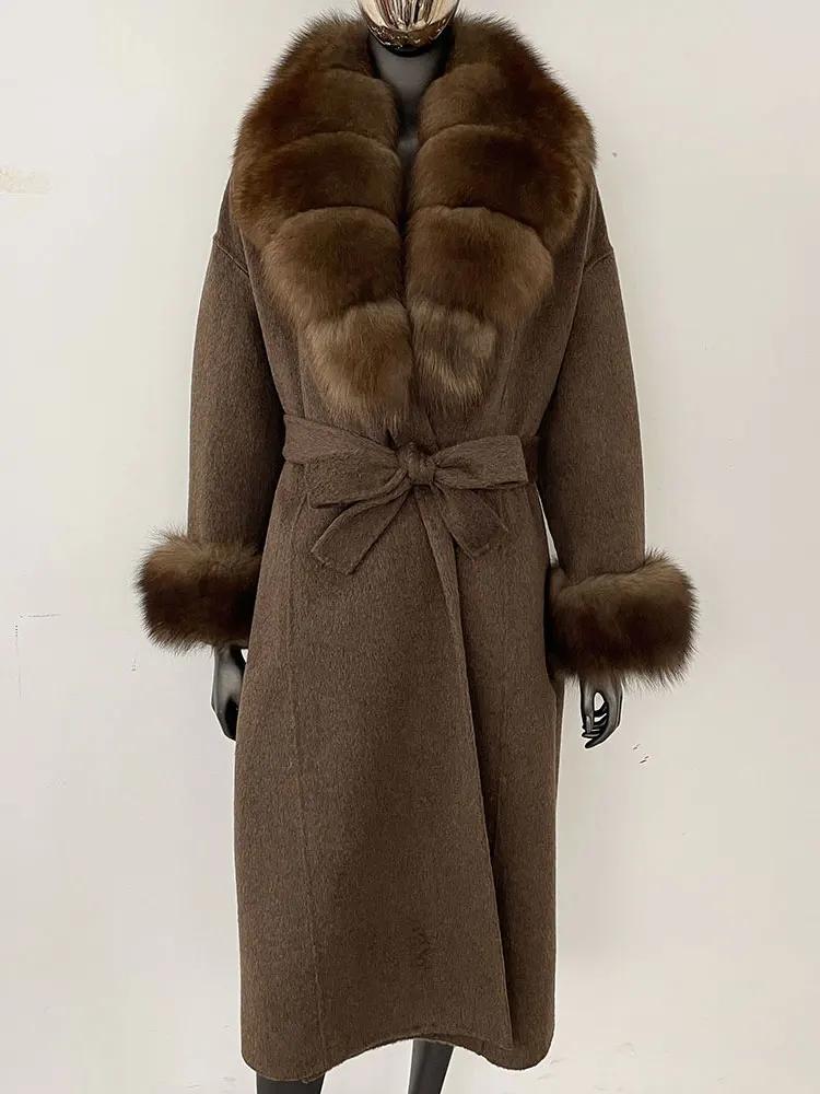 OFTBUY Wool Coat Women 2024 Autumn Winter Real Fox Fur Jacket Female Long Warm Natural Fox Fur Collar Fur Cuffs Coat Woolen Coat