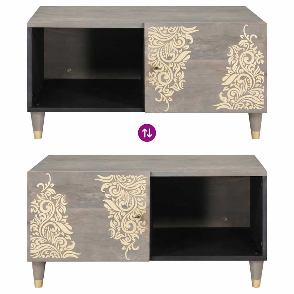 Coffee Table Gray 80 x 50 x 40 cm Solid Mango Wood