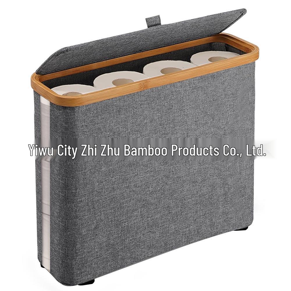 Japanese See-through Toilet Paper Storage Basket with Lid - Dustproof & Non-slip