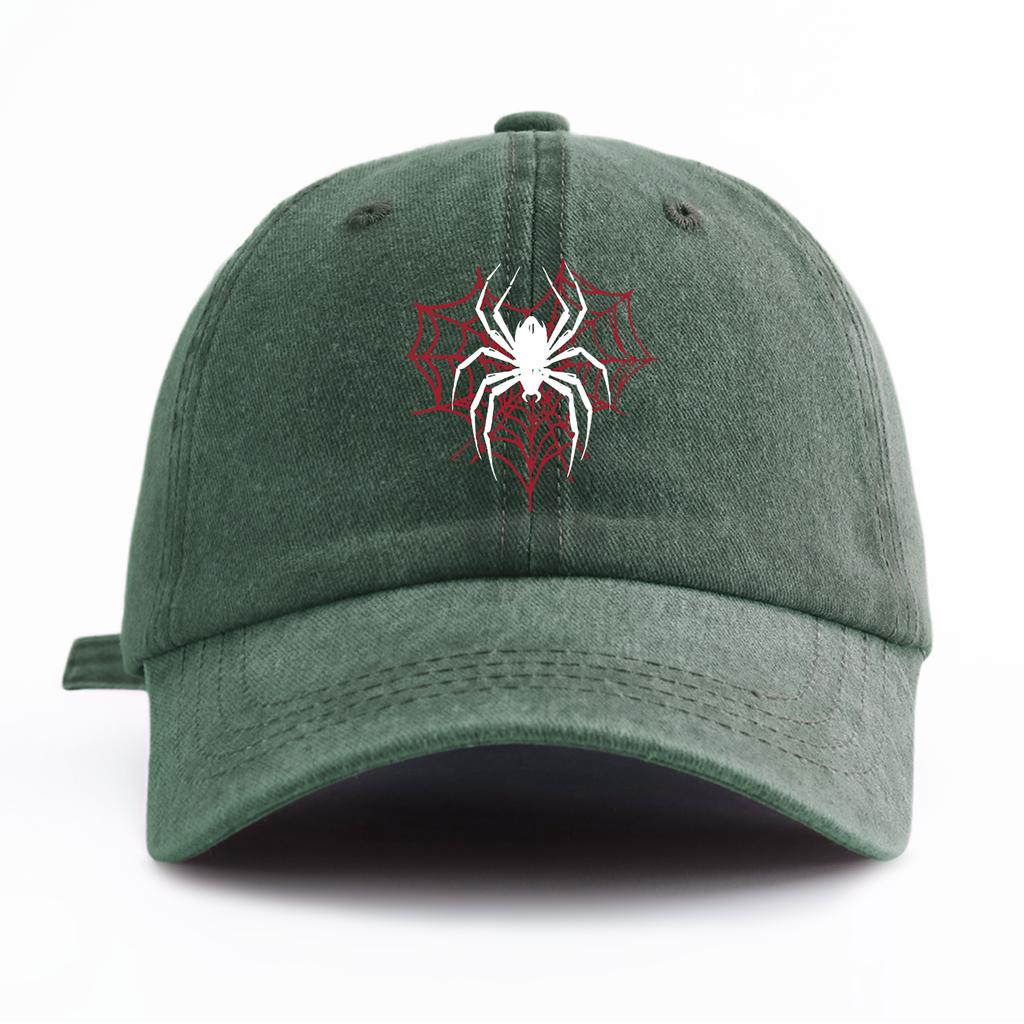 1pc Spider Print Washed Baseball Cap for AdultsMinimalist Retro Style Casual Soft Adjustable Dad HatPerfect As Gift