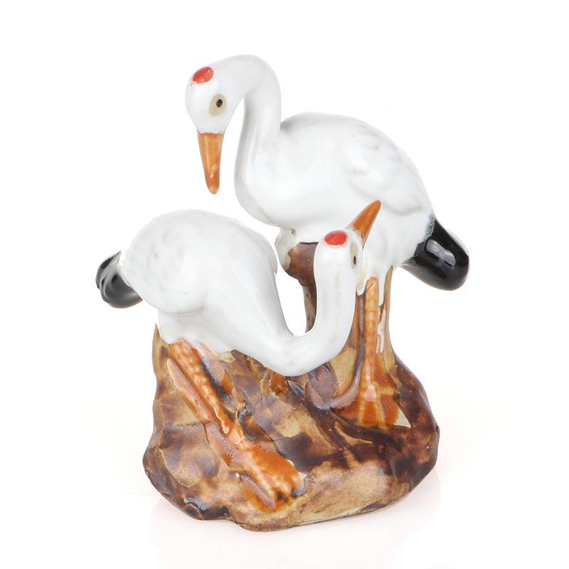 Ceramic Animal Ornaments for Aquarium Landscaping - Includes Duck, Cow, Crane, and Mandarin Duck.