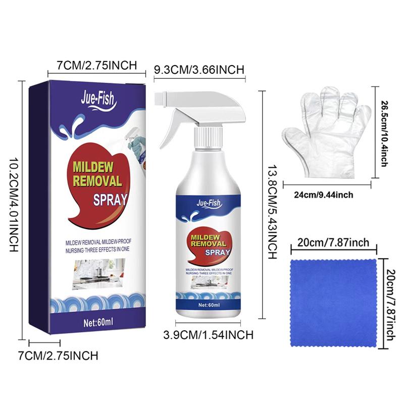Mildew Stain Remover 60 ML Multi-Purpose Mildew Cleaner Mist Wall Mold Remover Mold Cleaning Spray For Toilet Tile Seams Washing