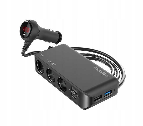 Rozdzielacz Gniazda Zapalniczki Reinston 12V / 24V Usb Qc 3.0 / 3X Usb 2.0