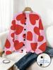 Spring Digital Print Cardigan: Valentine's Day Loose Knit Women's Fashion Top
