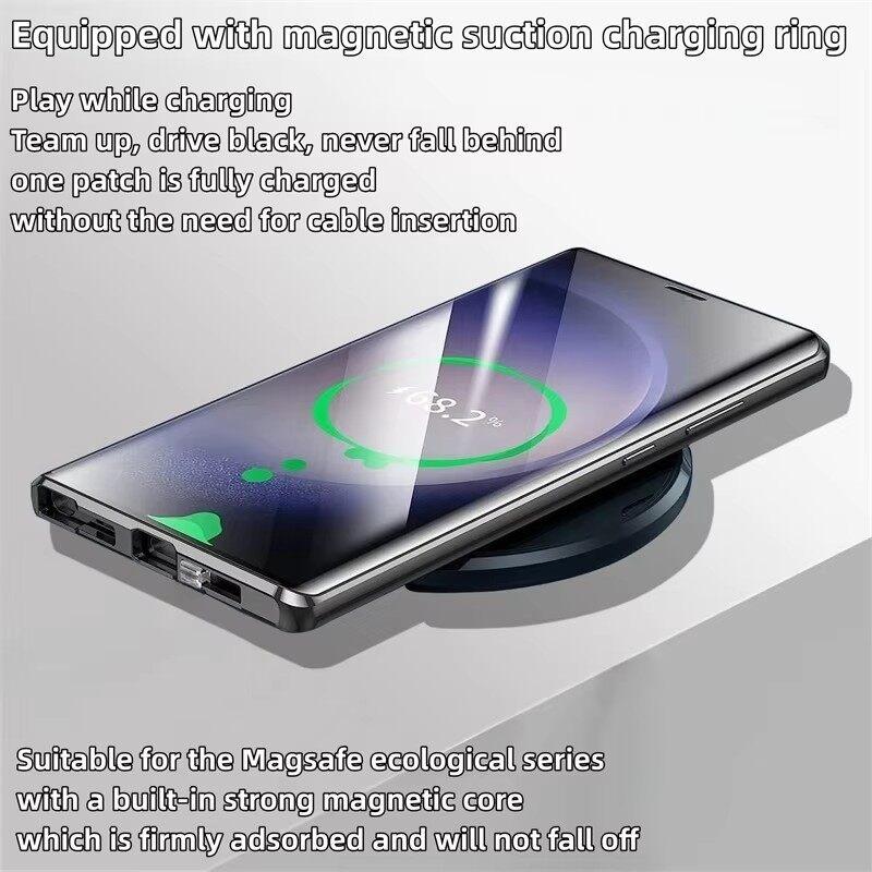 Hülle für Samsung Galaxy S21 S22 S23 Ultra, mit doppelseitigen magnetischen gehärteten Glas-Hüllen, Magsafe, magnetische Adsorption Metall-Bumper-Abdeckung