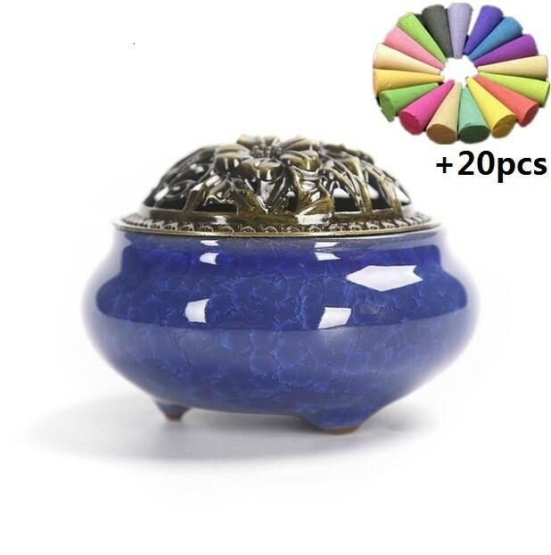 Ceramic Incense Burners Portable Porcelain Censer Buddhism Incense Holder Home Tea House Yoga Studio 20pcs Incense Gift