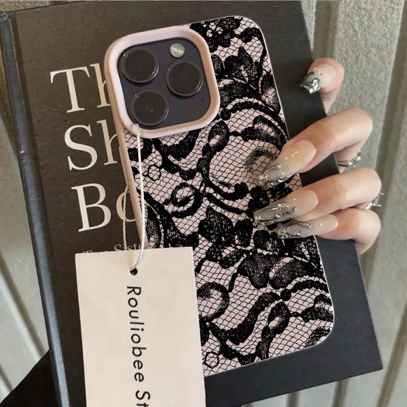 Sexy Lace Pattern Phone Case For IPhone 17 17Air 16 15 14 Plus 13 12 11 17 Pro Max 16 Plus Silicone Bumper Cover Case Funda