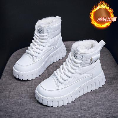 Winter Velvet High-top Snow Boots Women's Korean Version Versatile Thick-soled Thickened Thermal Cotton Shoes Martin Boots Casual Short Boots Women