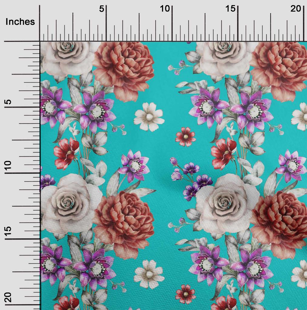 oneOone Cotton Flex Black Fabric Leaves|Lotus & Rose Floral Quilting Supplies Print Sewing Fabric By The Yard 40 Inch
