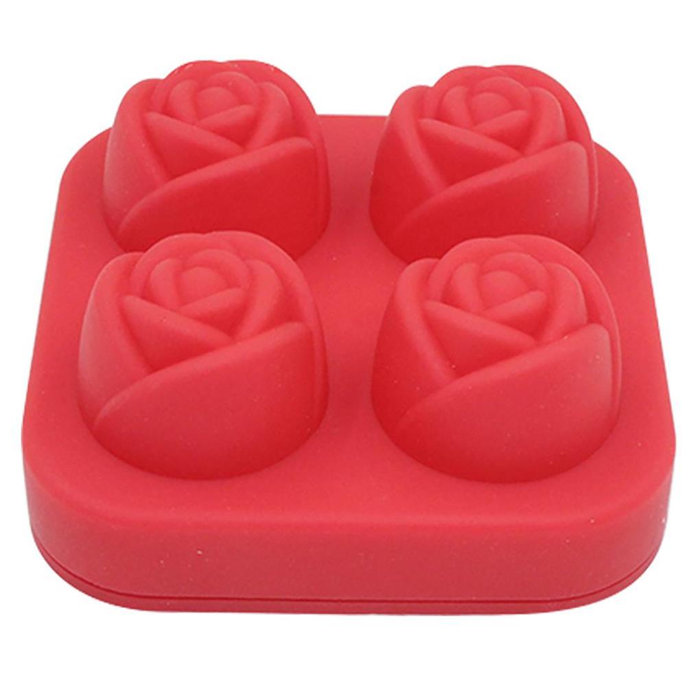 4-Cavity Small Ice Cube Tray Cute Rose Shaped Reusable Durable Waterproof Wear-resistant Ice Cube Mold Kitchen Tool Bars