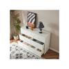 Commode - MUVOE - 6 Tiroirs - Blanc Crème - Romantique - H82/B120/T40 Cm