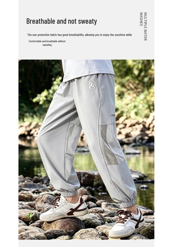 Girls' Quick-Dry Summer Joggers - Lightweight, Anti-Mosquito Ice Silk Pants for Older Kids
