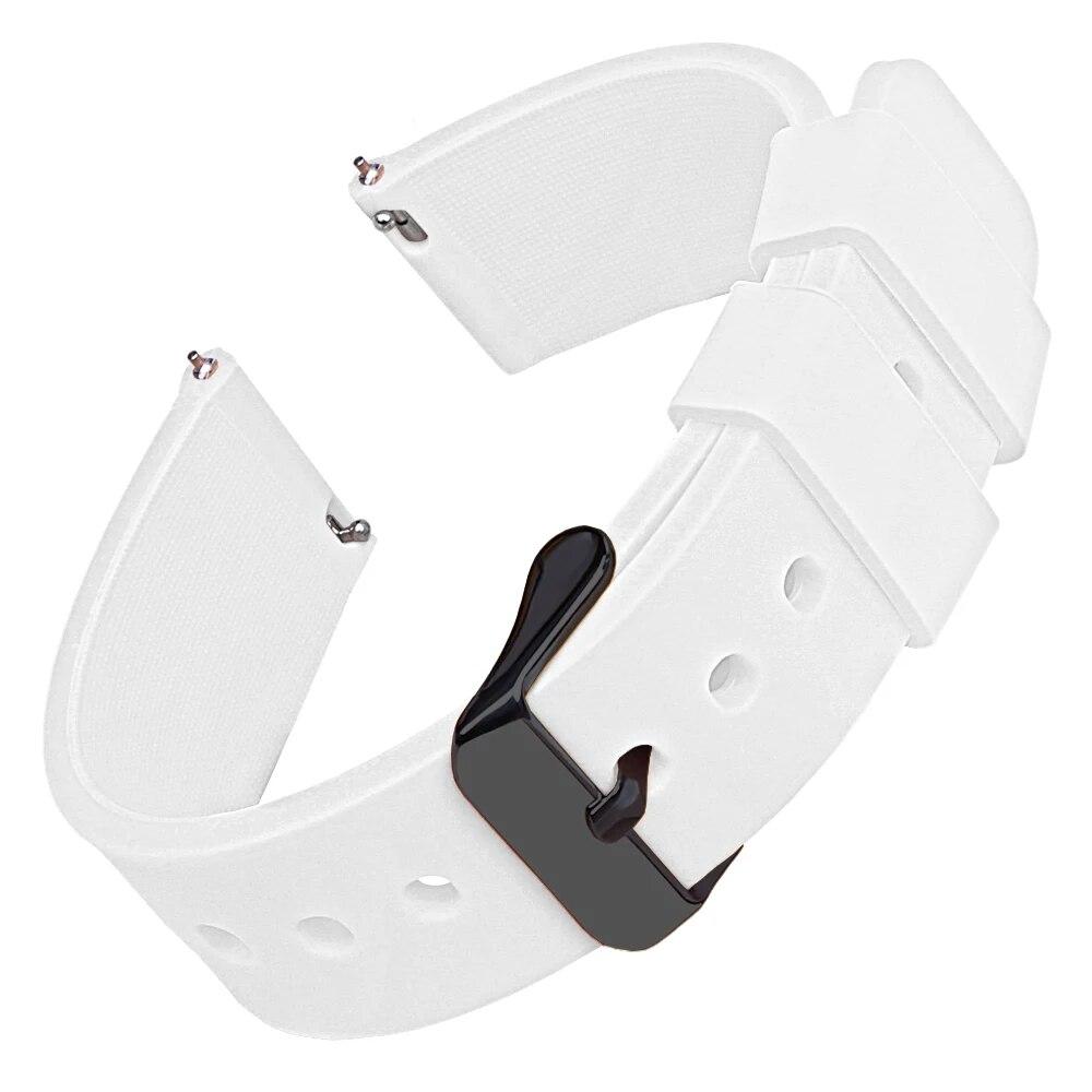 

Силиконовые ремешки для часов 14/16/18/20/22/24 мм, мягкие быстросъемные резиновые ремешки для часов Samsung Galaxy Garmin Huawei ремешки для часов 14mm белый