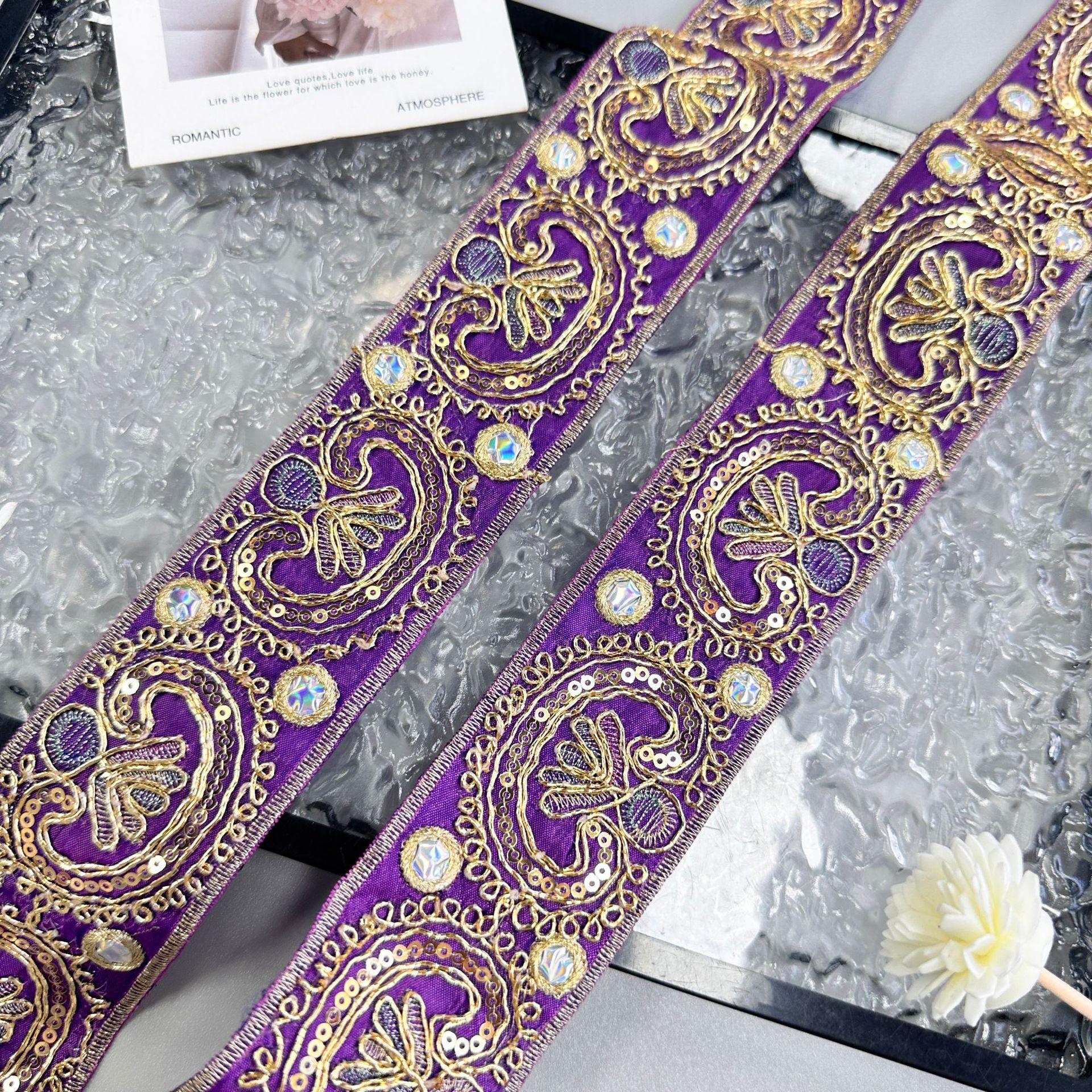 

Exotic Bead Strand Embroidery Barcode Clothing Skirt Luggage Decoration Bohemian Lace Accessories XDT75 one code