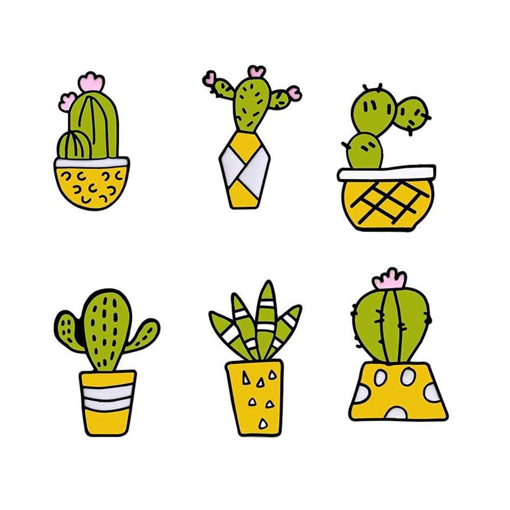 5-7PCS Cartoon Brooch Set Heart Dinosaur Skull Skeleton Potted Cactus Enamel Pins Animal Plant Cup Lapel Badge Jewelry Wholesale
