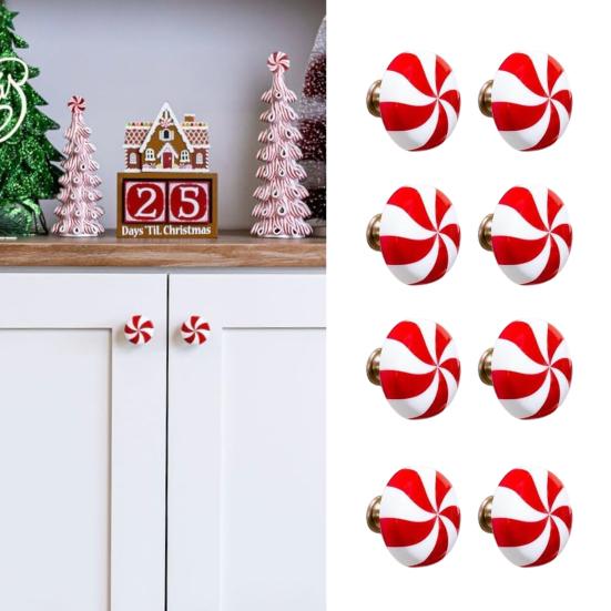 Yousheng Weihnachts-Schranktürgriff Knopfset Einfache Installation Neuheit Türknaufabdeckungen Weihnachtliche Festliche Heimdekoration