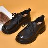 Loafers Women's Spring and Autumn Round Head Lace-up Leather Shoes Women Four Seasons Soft Leather Low-heeled Pumps Women