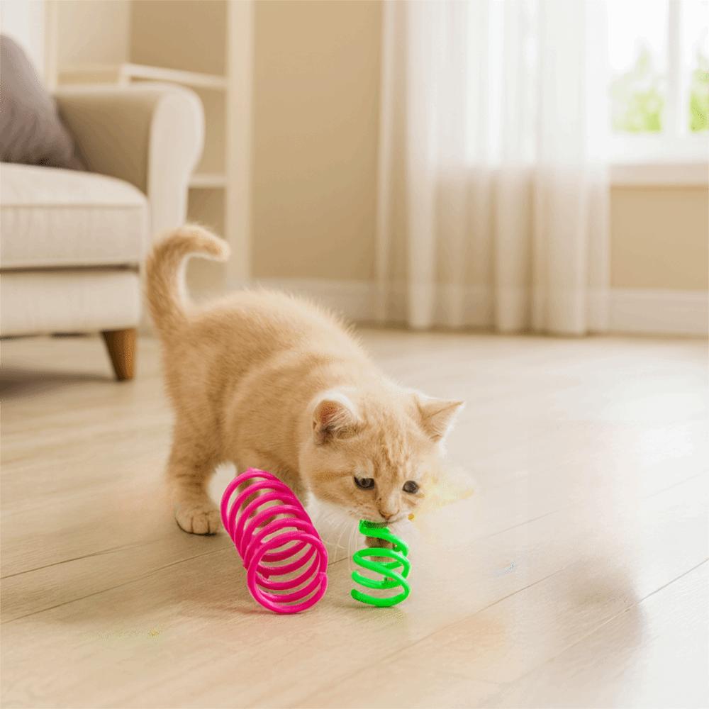 12pcs/set Bite Resistant Cat Spring Toy Colorful Interactive Cat Toy Training Tool