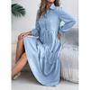Women's Long Skirt Lapel Casual Loose Long Sleeve Ruffle Shirt Dress Fashion Dresses