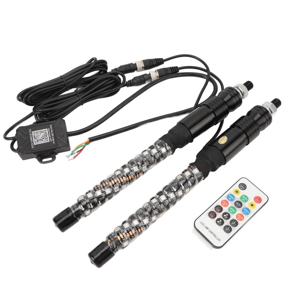 1ft LED Whip Light 20 Colors Waterproof Overload Protection Remote Control Flagpole Antenna Whips