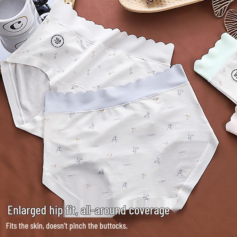 Lyocell Cool Damen Antibakterische Unterwäsche mit Blumenprint, Mittelhoch, mit verlängertem Schritt