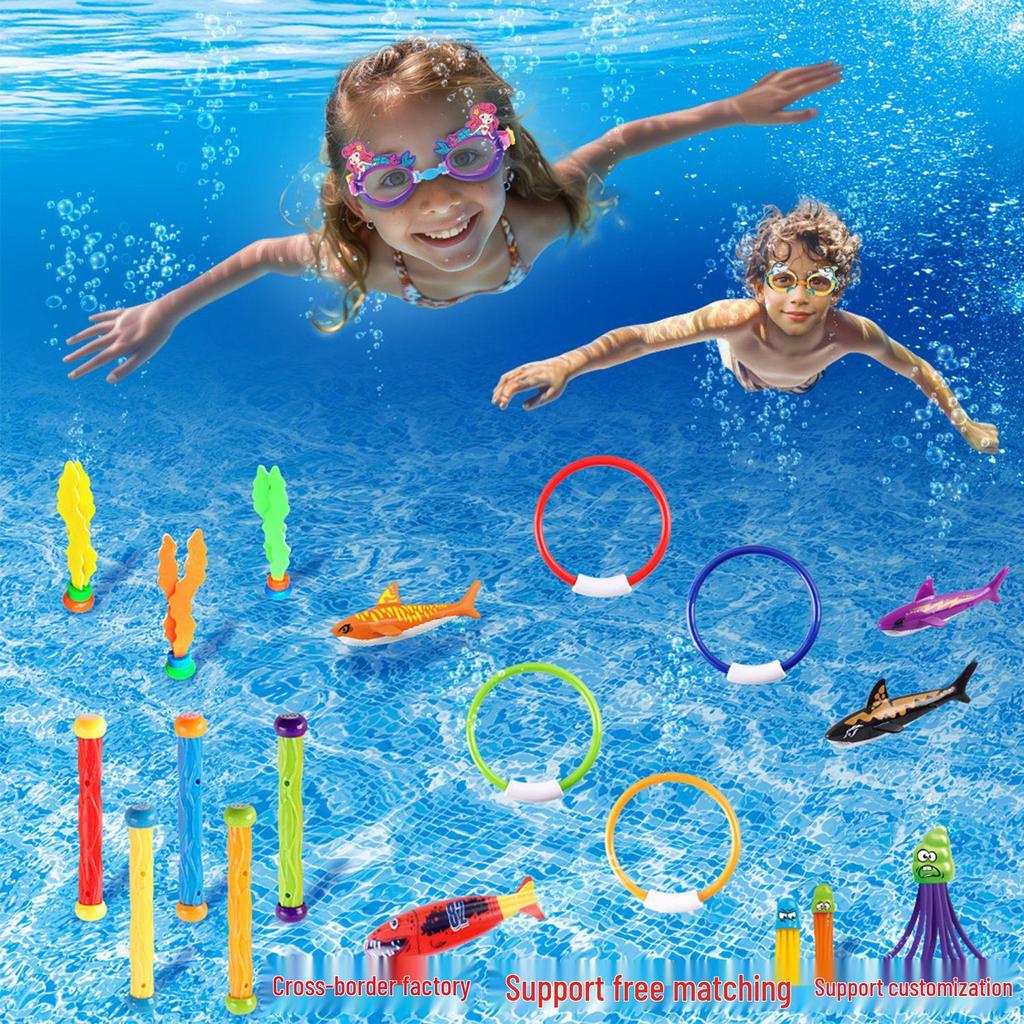 Children's Pool Diving Toys Set: Torpedo, Ring, and Stick Combo