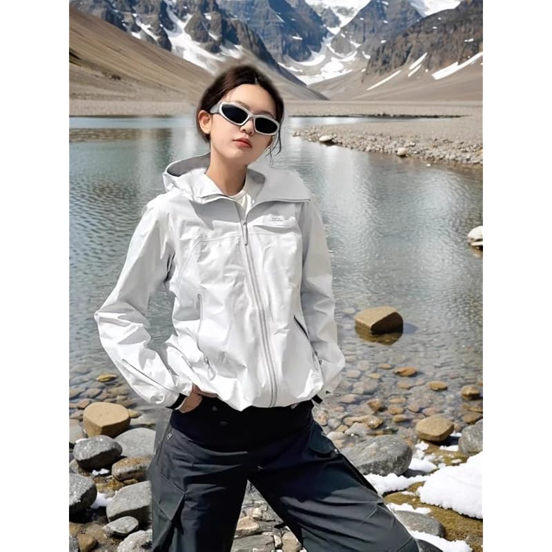 Generic Outdoor Jacket Waterproof Windproof Loose Silhouette For Climbing Travel Outdoor Camping Unisex Couple M