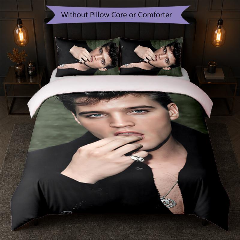 Elvis Presley Print 3Pcs Duvet Cover Set 1 Duvet Cover and 2 Pillowcases Soft Bed Linen For Household Bedroom