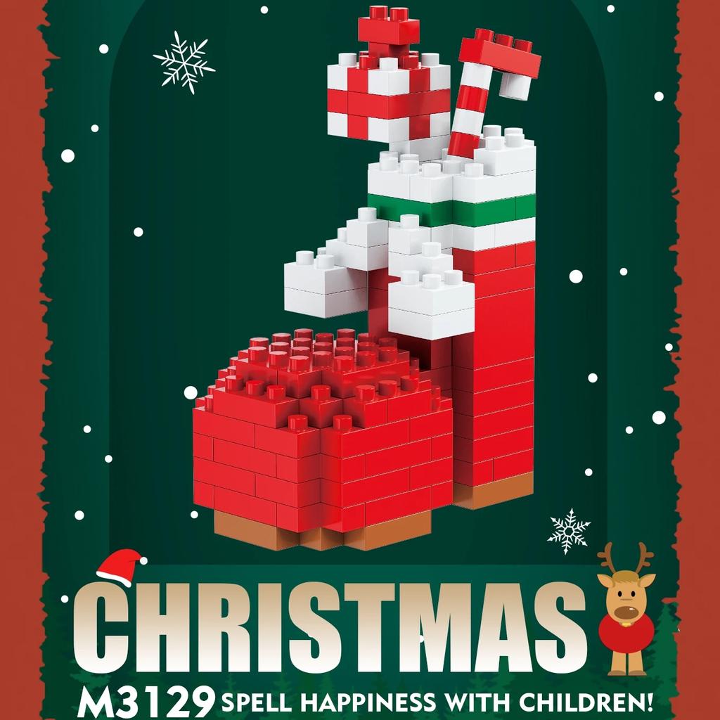 Children Festive Christmas Mini Gift Micro Building Blocks 3D Snowman Santa Claus Tree Decor Model Toy For Kids