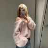 Casual Cross-Border Fashion Sweater with Seahorse Hair, Solid Color, Slanted Neck, and Long Sleeves