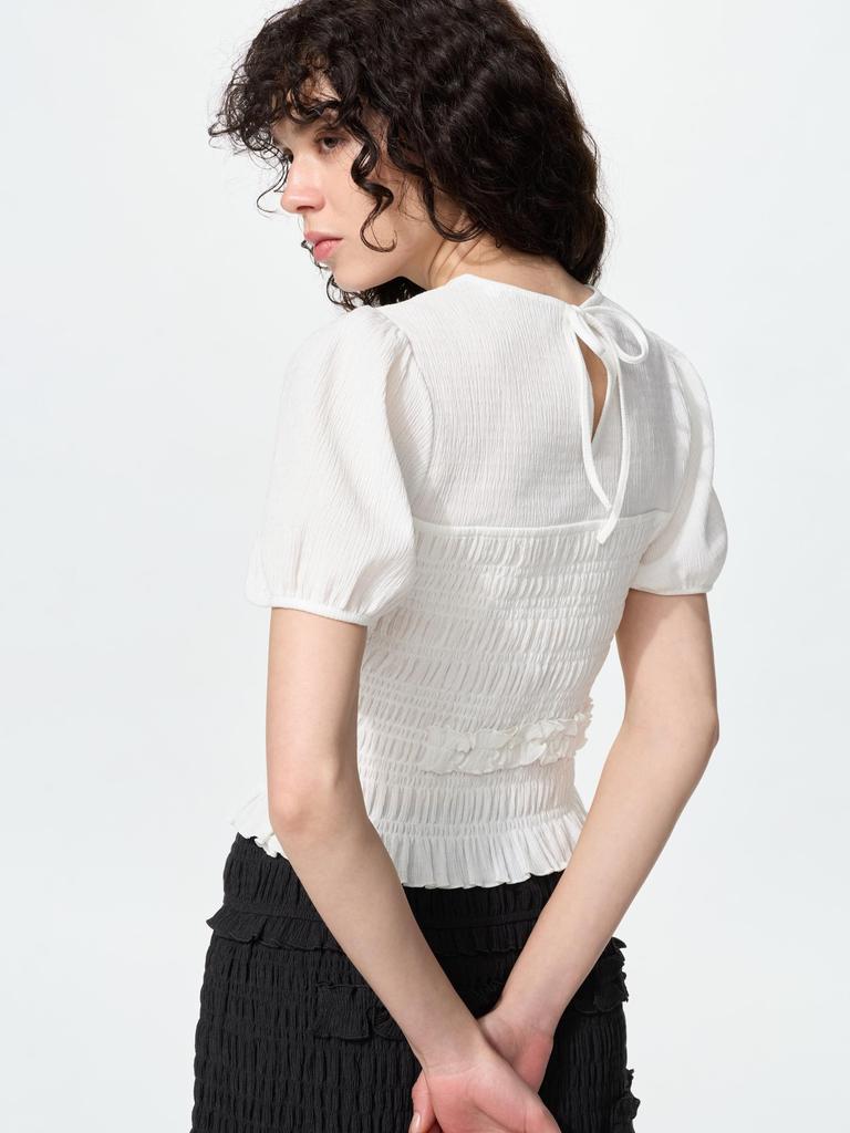 Shirred Volume Sleeve T-shirt