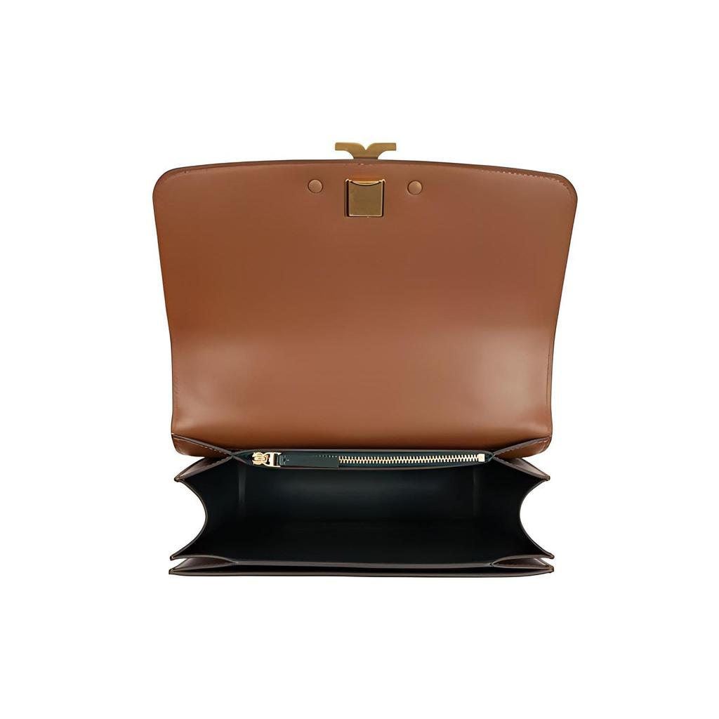 Tory Burch Eleanor Double T Large Logo Matte Flap Stitching Leather Shoulder Crossbody Bag Women Bags Caramel-Brown 75003-909