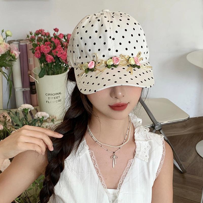 Polka Dot Flower Baseball Cap Children Spring And Summer Small Fresh Face Small Cap Outdoor Sun Protection Hat