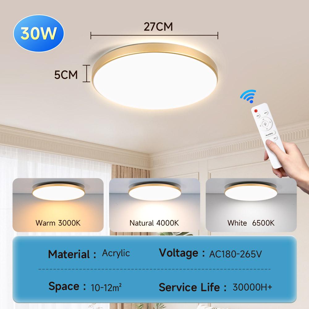 

Stepless Dimming LED Ceiling Light Waterproof Remote Control Ceiling Lamp 30w/40w /50w For Living Room Bedroom Kitchen Lighting Remote Control
